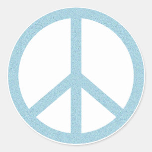 Arty Blue Peace Symbol Classic Round Sticker
