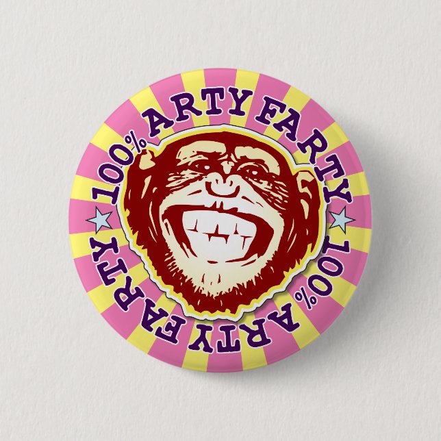Arty Farty 100% Funny Funky Monkey Badge (Front)