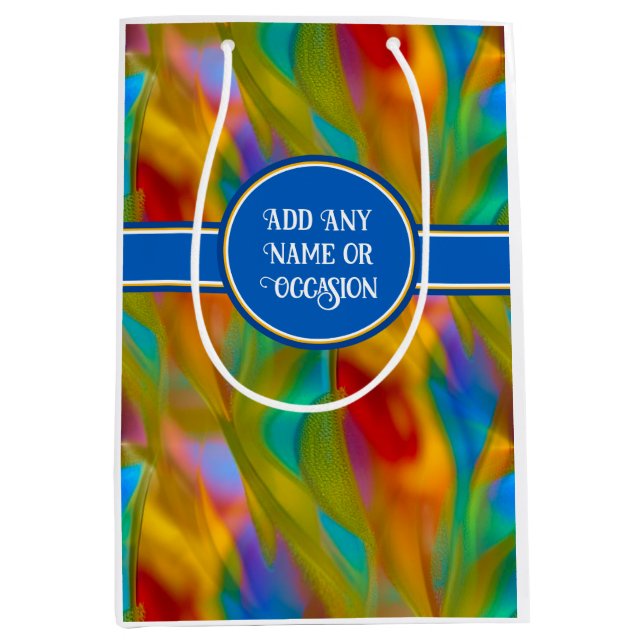Arty Glass Fluid Colours - Custom Name / Occasion Medium Gift Bag (Front)