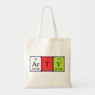 Arty periodic table name tote bag