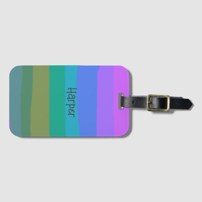 Arty Pretty Cool Colourful Girls Luggage Tag (Front Horizontal)