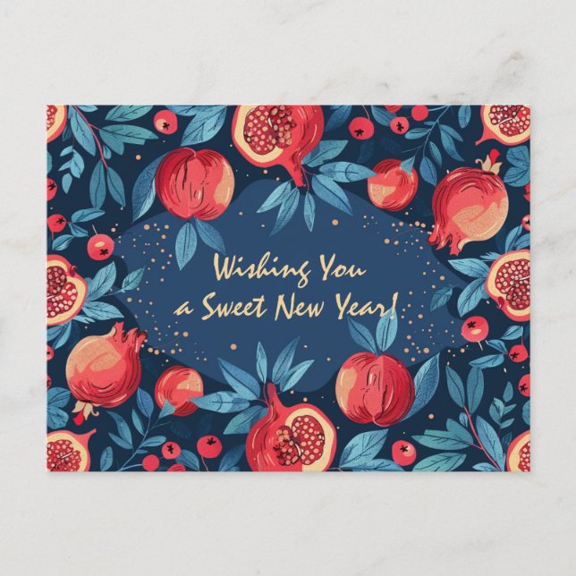 Arty Shana Tova - blue & yellow Postcard (Front)