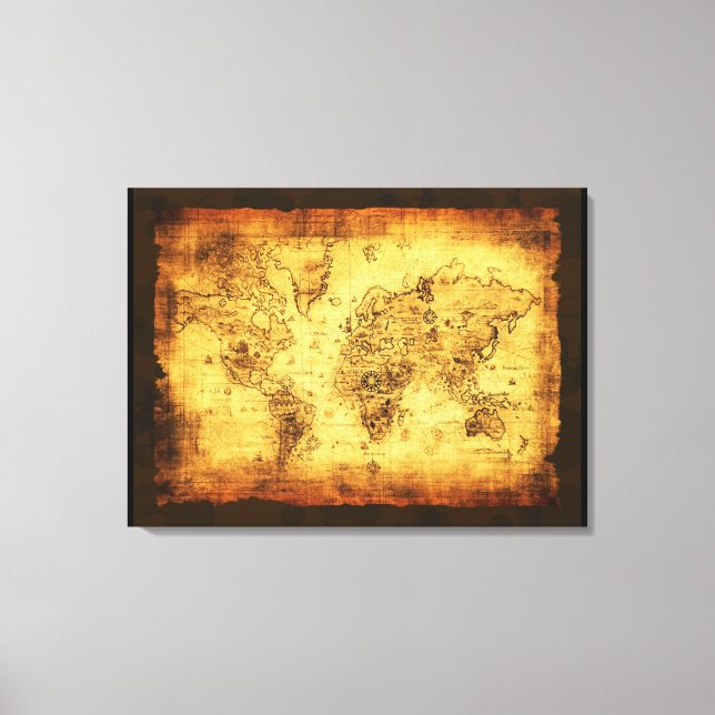 Arty Vintage Old World Map Canvas Print (Front)