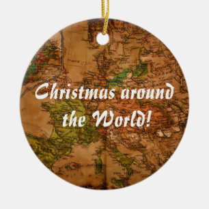 Arty Vintage Old World Map of Europe 1740 Ceramic Tree Decoration