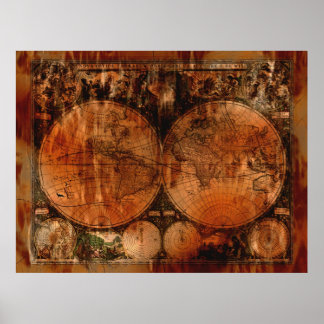 Arty Vintage Old World Map Poster