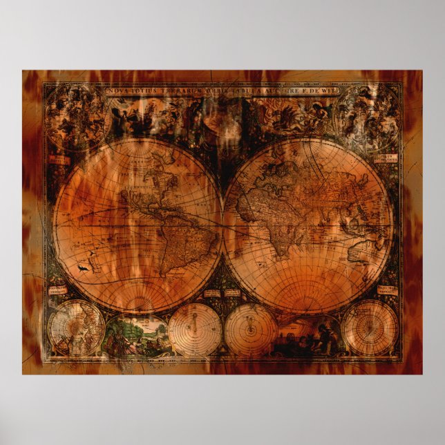Arty Vintage Old World Map Poster (Front)