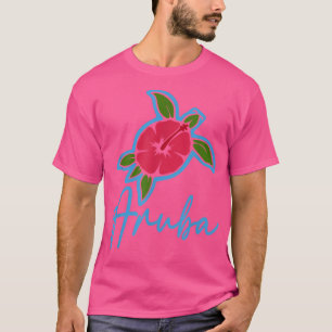 Aruba 2022 Sea Turtle Tropical Flowers Summer Vaca T-Shirt