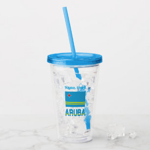 Aruba and Aruban Flag Blue Personalisation  Acrylic Tumbler