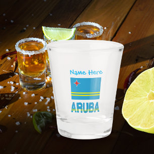 Aruba and Aruban Flag Blue Personalisation  Shot Glass