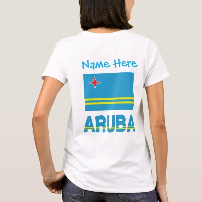 Aruba and Aruban Flag Blue Personalisation Women's T-Shirt (Back)
