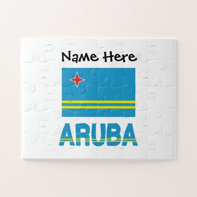 Aruba and Aruban Flag Personalized  Jigsaw Puzzle (Horizontal)