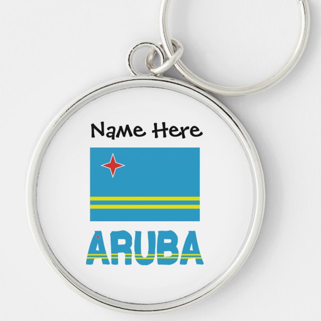 Aruba and Aruban Flag with Your Name Key Ring (Front)