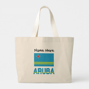 Aruba Aruban Flag Black Personalisation Large Tote Bag