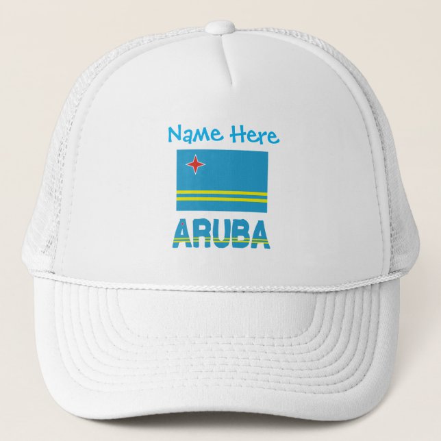 Aruba Aruban Flag Blue Personalisation  Trucker Hat (Front)