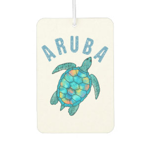 Aruba Beach Sea Turtle Illustration Car Air Freshener