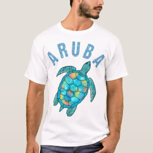 Aruba Beach Sea Turtle Illustration T-Shirt