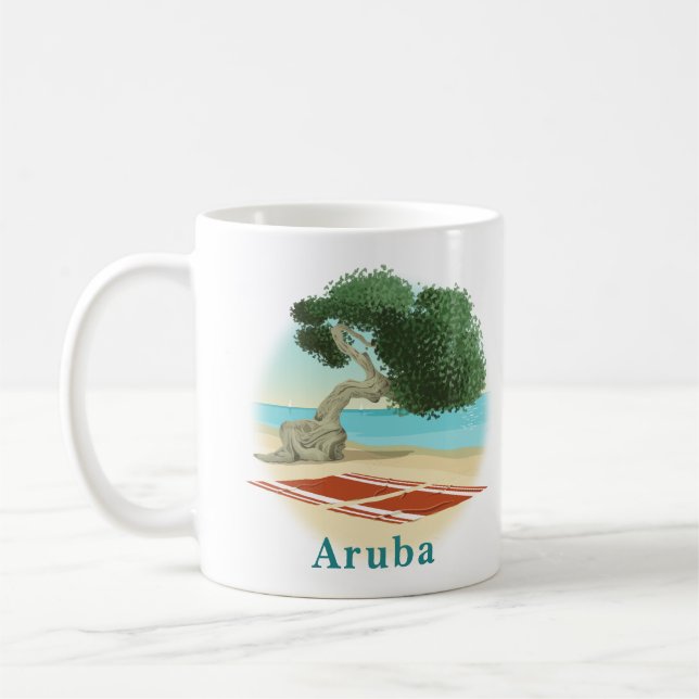 Aruba Beach with Divi Divi Tree Coffee Mug (Left)