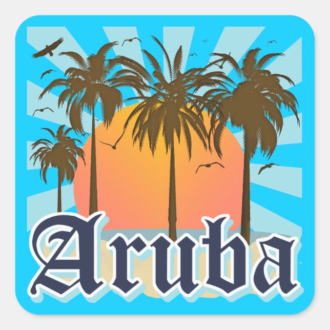 Aruba Beaches Sunset Square Sticker (Front)