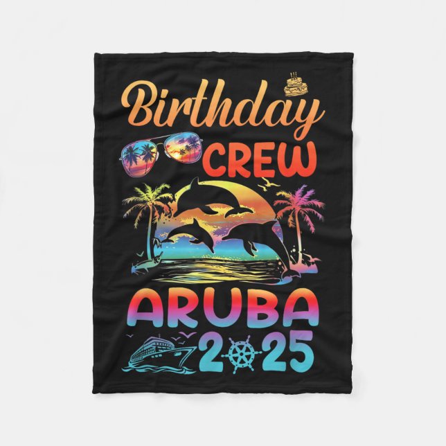Aruba Birthday Trip Vacation 2025 Matching Group  Fleece Blanket (Front)