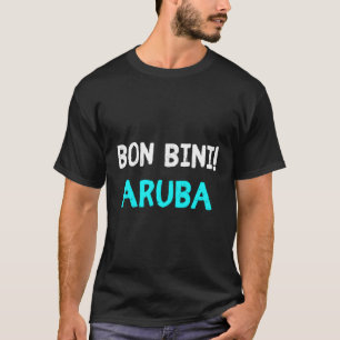 Aruba Bon Bini Welcome Palm Beach Cyan Blue T-Shirt