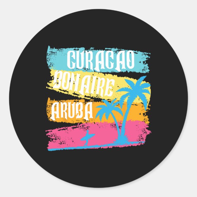 Aruba Bonaire Curacao Vacation Caribbean Islands S Classic Round Sticker (Front)
