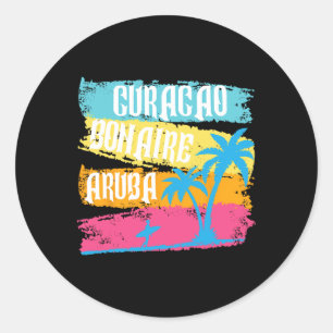 Aruba Bonaire Curacao Vacation Caribbean Islands S Classic Round Sticker