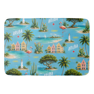 Aruba Caribbean Island lighthouse travel souvenir Bath Mat