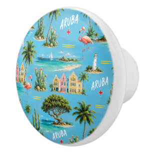 Aruba Caribbean Island lighthouse travel souvenir Ceramic Knob
