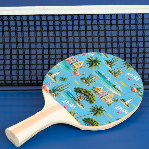 Aruba Caribbean Island lighthouse travel souvenir Ping Pong Paddle