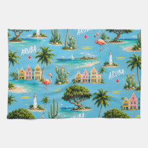Aruba Caribbean Island lighthouse travel souvenir Tea Towel