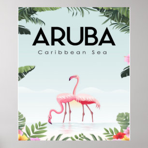 Aruba Caribbean Sea Flamingo   Funny Flamingo Poster
