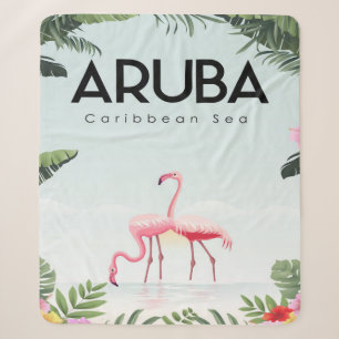 Aruba Caribbean Sea Flamingo Funny Flamingo Sherpa Blanket