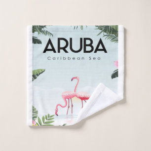 Aruba Caribbean Sea Flamingo   Funny Flamingo Wash Cloth