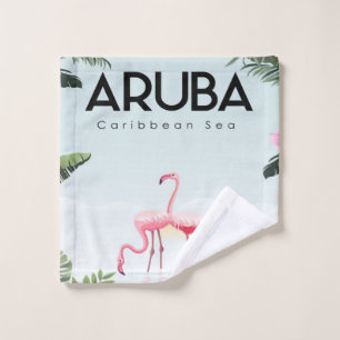 Aruba Caribbean Sea Flamingo Funny Flamingo Wash Cloth