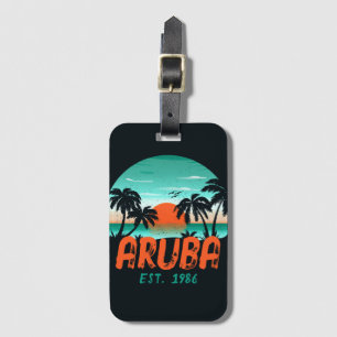 Aruba Caribbean Sea Vintage Retro Sunset Souvenirs Luggage Tag
