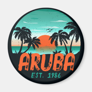 Aruba Caribbean Sea Vintage Retro Sunset Souvenirs Magnet