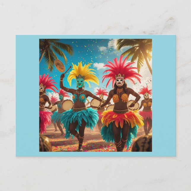 Aruba carnival colours fly holiday postcard (Front)
