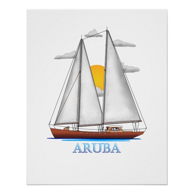 Aruba Coastal Nautical Sailing Sailor Poster (Front)