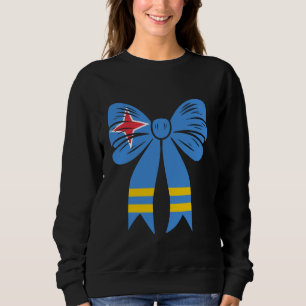 Aruba Coquette Bow Cute Dainty Ribbon Aruban Flag Sweatshirt