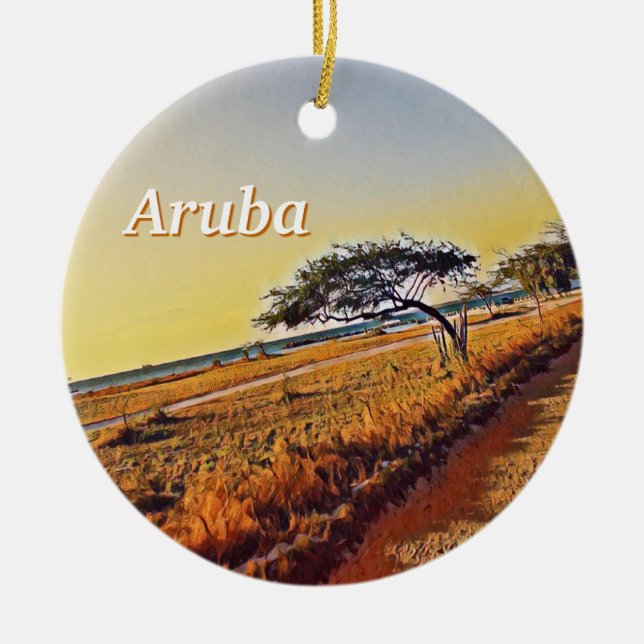 Aruba Divi Divi Trees Ceramic Tree Decoration (Front)