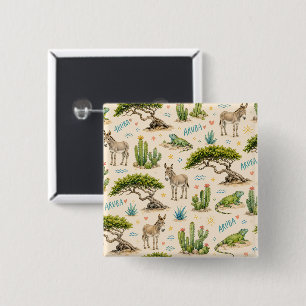 Aruba divi tree, donkey, iguana, cactus 15 cm square badge