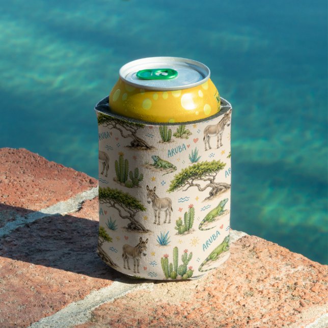 Aruba divi tree, donkey, iguana, cactus can cooler (In Situ Pool)