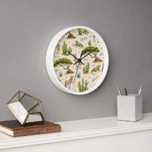 Aruba divi tree, donkey, iguana, cactus clock