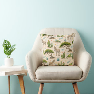 Aruba divi tree, donkey, iguana, cactus cushion