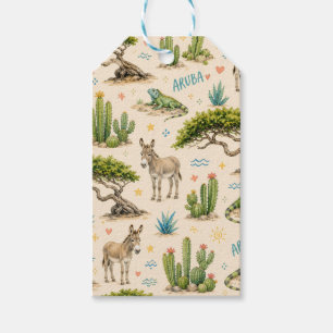 Aruba divi tree, donkey, iguana, cactus gift tags