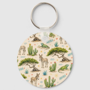 Aruba divi tree, donkey, iguana, cactus key ring