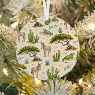 Aruba divi tree, donkey, iguana, cactus metal tree decoration
