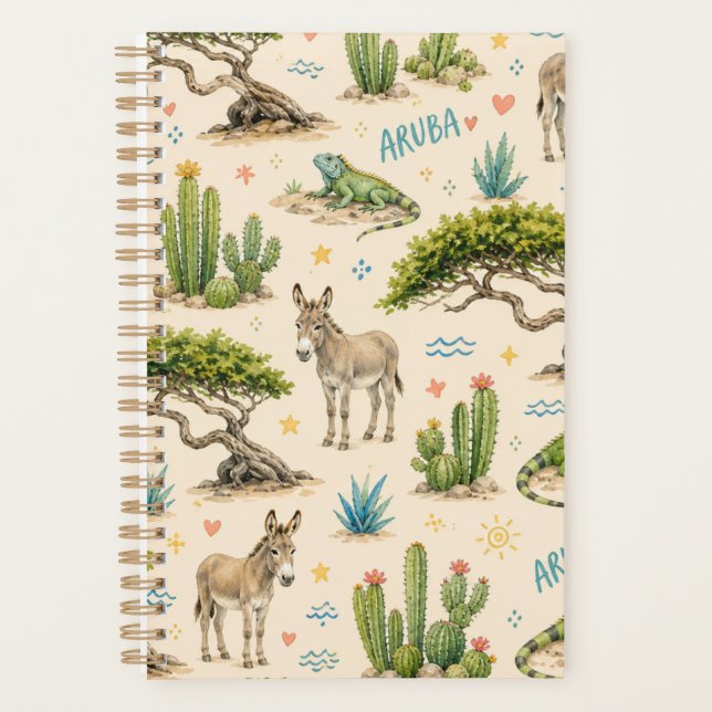 Aruba divi tree, donkey, iguana, cactus planner (Front)