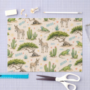 Aruba divi tree, donkey, iguana, cactus tissue paper