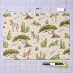 Aruba divi tree, donkey, iguana, cactus tissue paper